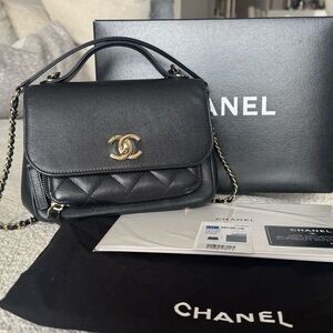 CHANEL Black Quilted Caviar Leather Small Business Affinity Bag